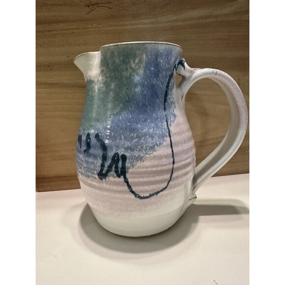 Vintage Art Pottery 80s style Pitcher Flower Vase signed Brenner ? Brennon ? - Picture 2 of 7